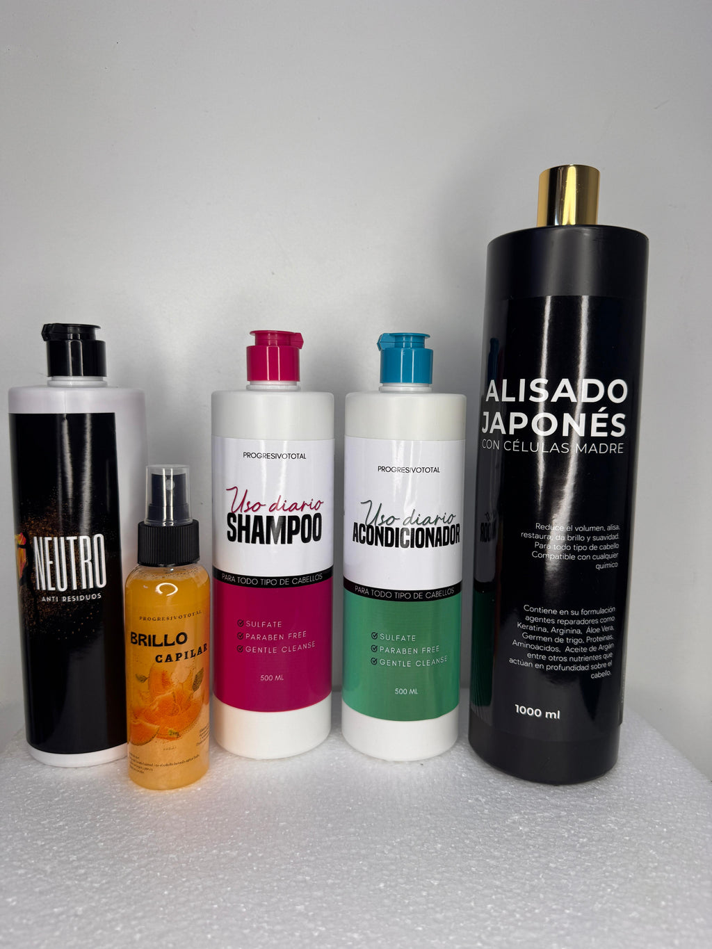 Kit Más Brillo - Alisado Japonés + Shampoo Neutro + Kit Post Alisado + Brillo Capilar