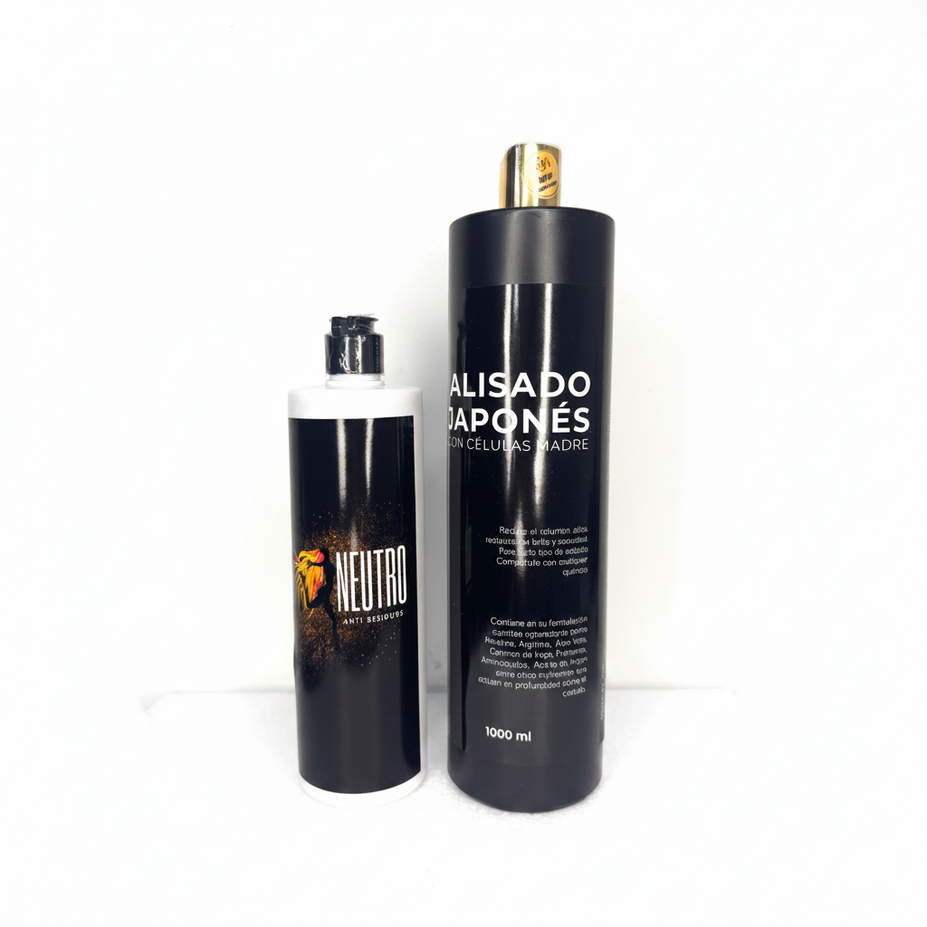 1L Alisado Japonés + 500cc Shampoo Neutro fondo blanco