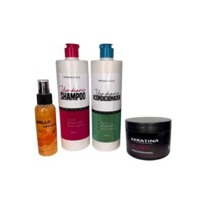 Kit Mantenimiento Keratina 300ml Shampoo Acondicionador y Brillo Capilar