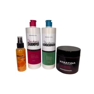 Kit Mantenimiento Keratina 500ml Shampoo Acondicionador y Brillo Capilar